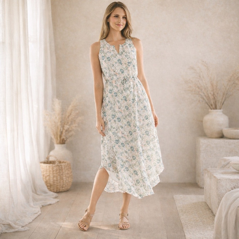 Pink Floral Maxi Dress Size 6 Pastel Cottagecore Romantic Feminine Spring Shabby